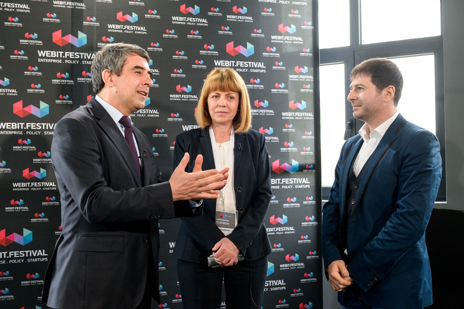 Plamen Russev with Rossen Plevneliev, President of Bulgaria, Yordanka Fandakova, Mayor of Sofia at Webit.Festival in Sofia