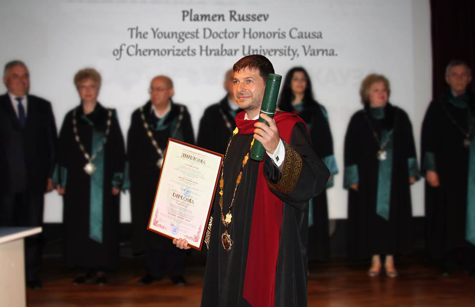 Plamen Russev honoured to be the youngest Doctor Honoris Causa of Chernorizets Hrabar University Varna