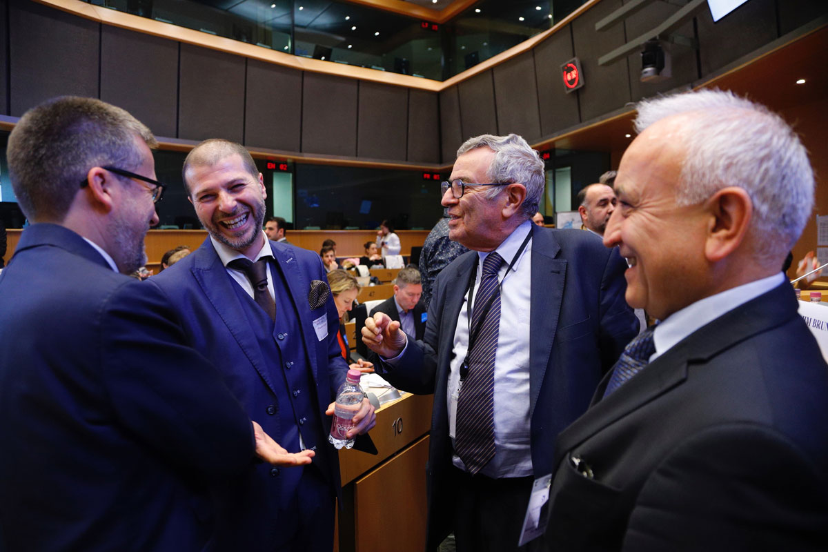 Plamen Russev with commisioner Research, Science and Innovation - Carlos Moedas and Prof. Konstantin Konstantinov in Brussel