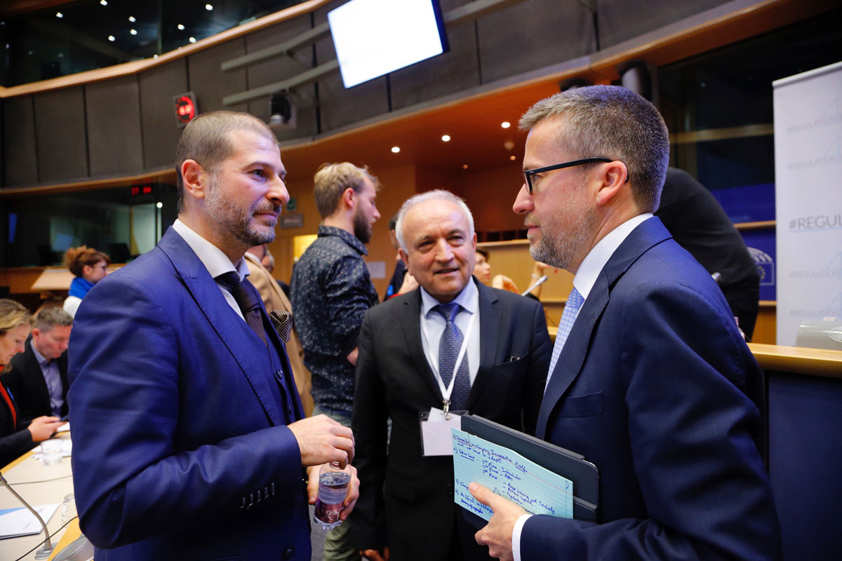 Plamen Russev with EU Commissioner Science and Innovation Carlos Moedas and prof. Kostadinov