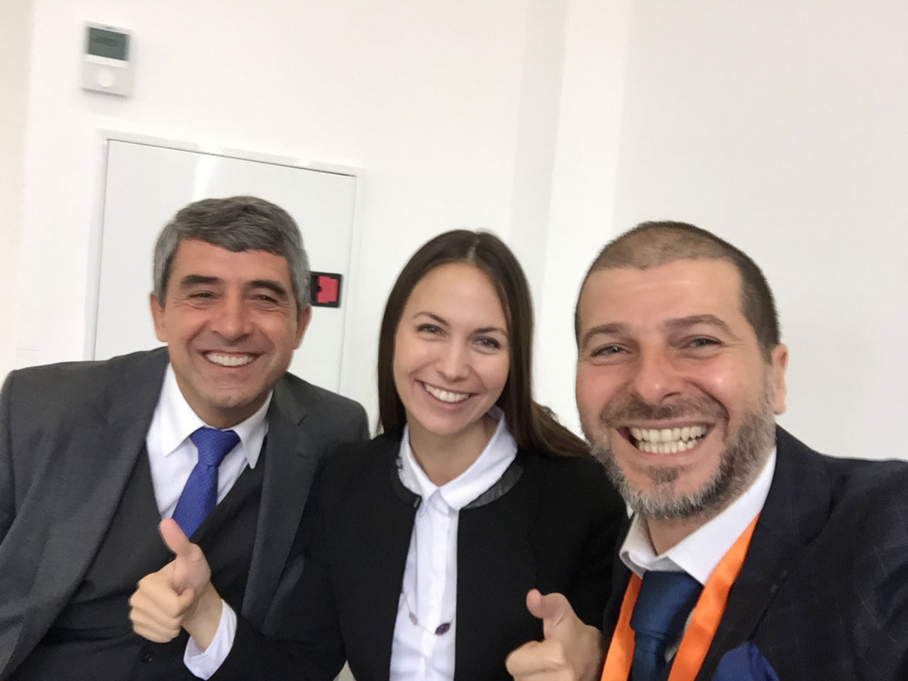 Plamen Russev with the President of Bulgaria (2012-2017) Rosen Plevneliev and the member of European parliament - Eva Maydell (Paunova) in Sofia