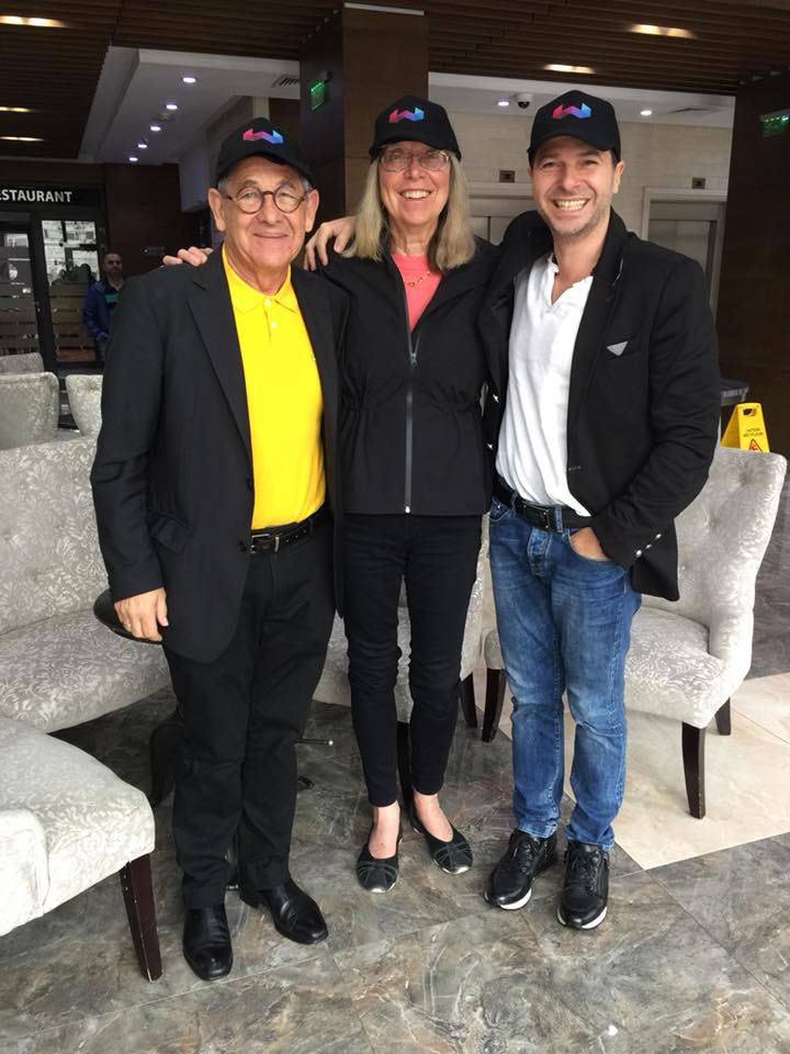 Plamen Russev with Dr. Esther Wojcicki, Founder, Palo Alto High Media Arts Center and Ralph Simon, Chief Executive & Founder of Mobilium Global